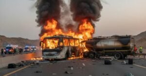 Bus Tanker Collision Claims 42 Indian Umrah Pilgrims In Saudi Arabia